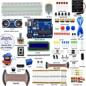 Arduino DIY Ultrasonic Distance Sensor Starter Kit for Arduino UNO R3, LCD1602, Breadboad, DC Motor, Starter-Beginner Kit for Arduino with User Manual-Guidebook(PDF) and C Code